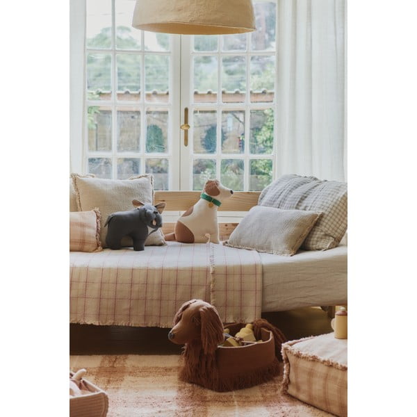 Világos rózsaszín pamut gyerek ágytakaró 140x200 cm Tartan Rose – Lorena Canals-image-1