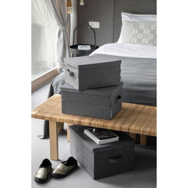 Szürke fedeles textil tárolódoboz 35x26x19 cm Soft Storage – Bigso-image-4