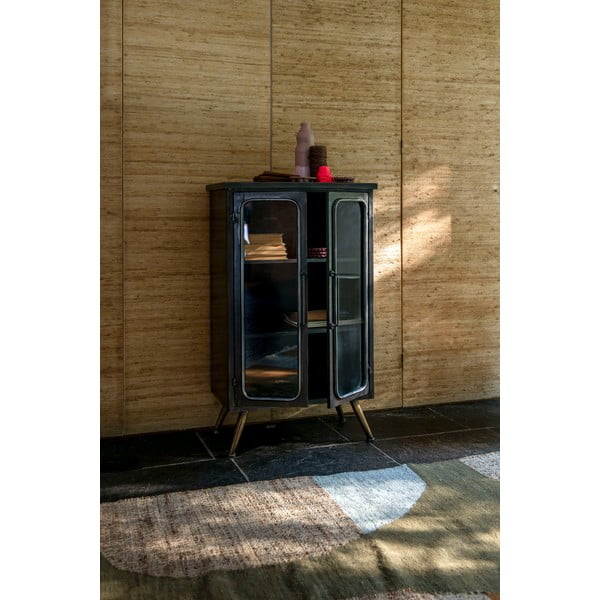 Fekete fém tálalószekrény 60x100x35 cm Denza – Dutchbone-image-3