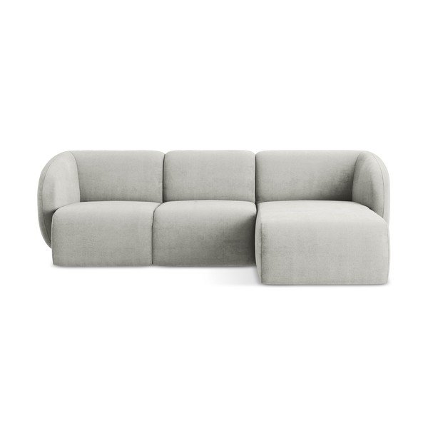 Világosszürke zsenília sarokkanapé (jobb oldali-heverő résszel) Lani – Makamii