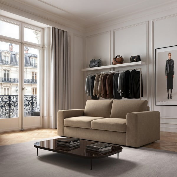 Világosbarna bársony kanapé 218 cm Baga – Rodier-image-1