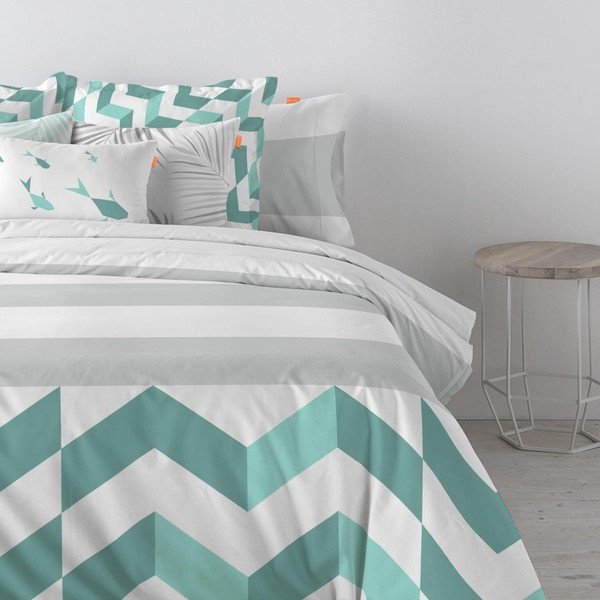 Zigzag pamut paplanhuzat, 220 x 220 cm - Blanc-image-1