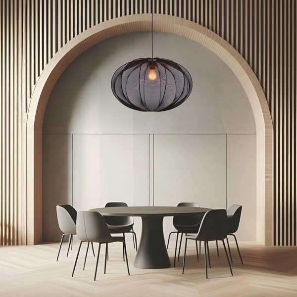 Fekete függőlámpa textil búrával ø 60 cm Mellow – Candellux Lighting-image-1