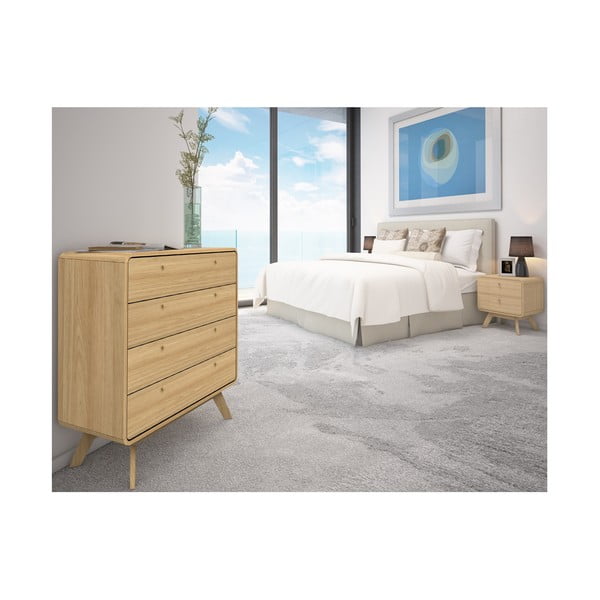 Natúr színű éjjeliszekrény tölgyfa dekorral Cassie - Støraa-image-2