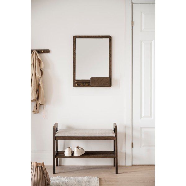 Fali tükör polccal és fa kerettel 45x60 cm Inverness - Rowico-image-1