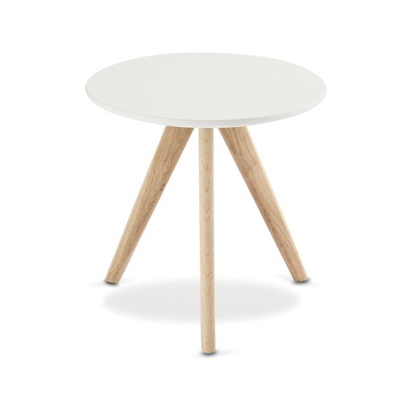 Life fehér dohányzóasztal tölgyfa lábakkal, ⌀ 40 cm - Furnhouse-image-3
