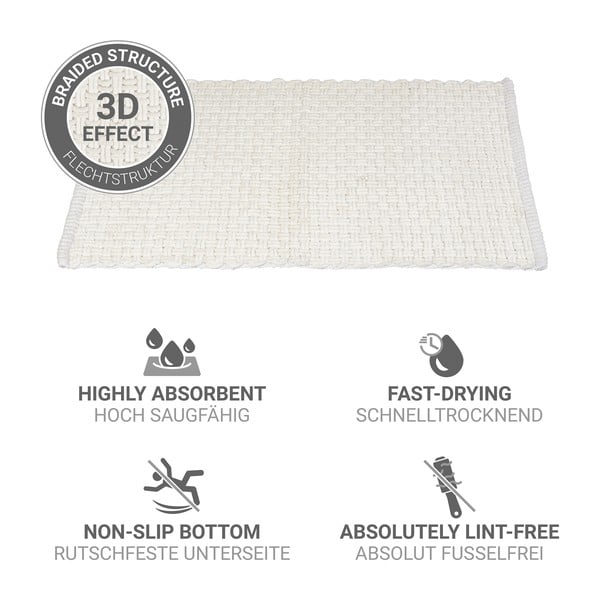 Fehér textil fürdőszobai kilépő 50x80 cm Ecoli – Wenko-image-4