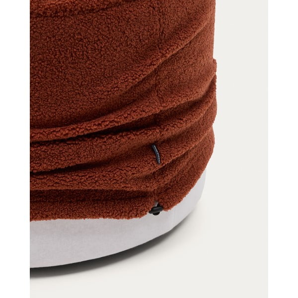 Terrakotta színű buklé puff Kaeli – Kave Home-image-4