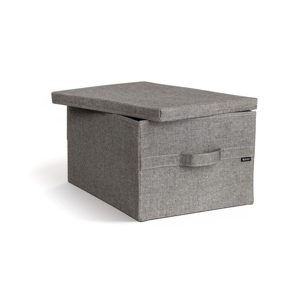 Szürke fedeles textil tárolódoboz 36x46x25 cm Soft Storage Large – Bigso-image-3