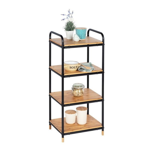 Fekete-natúr színű fém fürdőszobai polcos állvány 42x94,5 cm Loft – Wenko-image-3