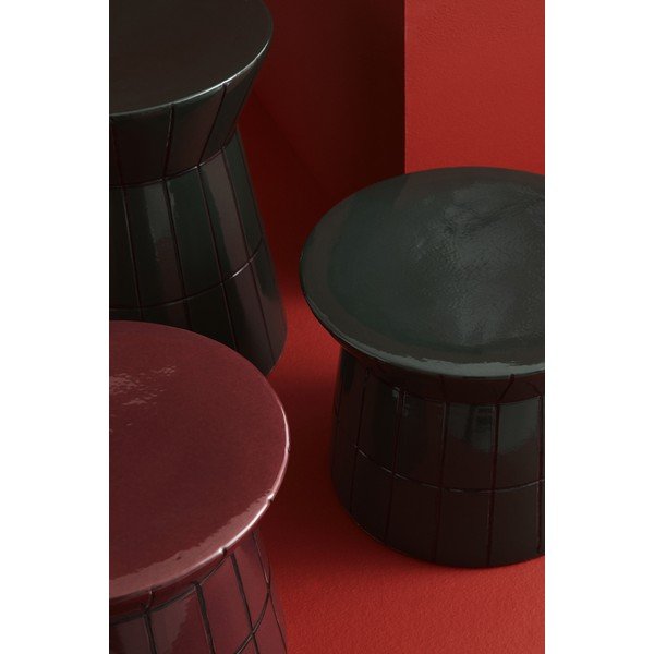 Borvörös kerámia kerek dohányzóasztal ø 38 cm Abbes – Bizzotto-image-4