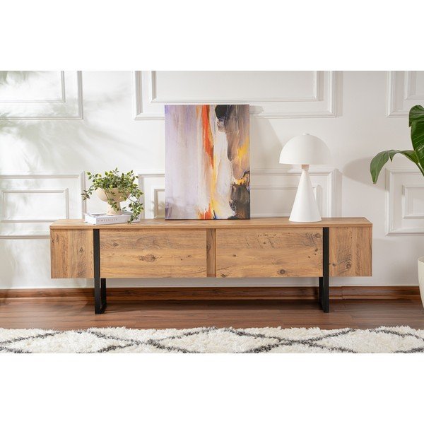 Natúr színű TV-állvány borovi fenyő dekorral 180x50x29,5 cm Serenity – Kalune Design-image-4