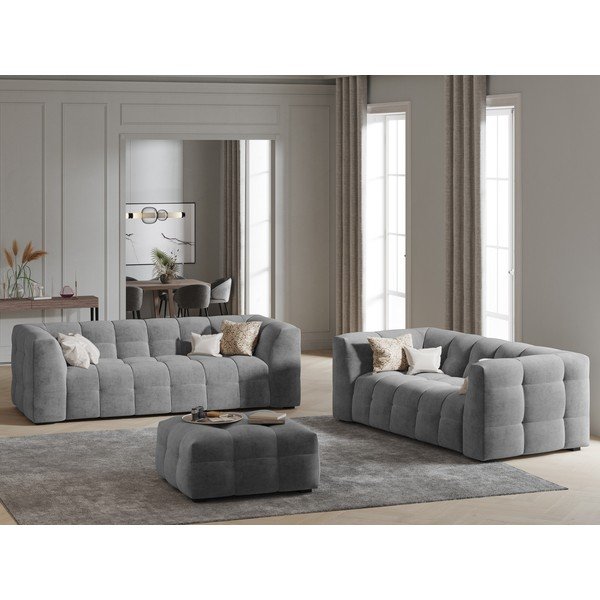 Vesta szürke bársony puff - Windsor & Co Sofas-image-1