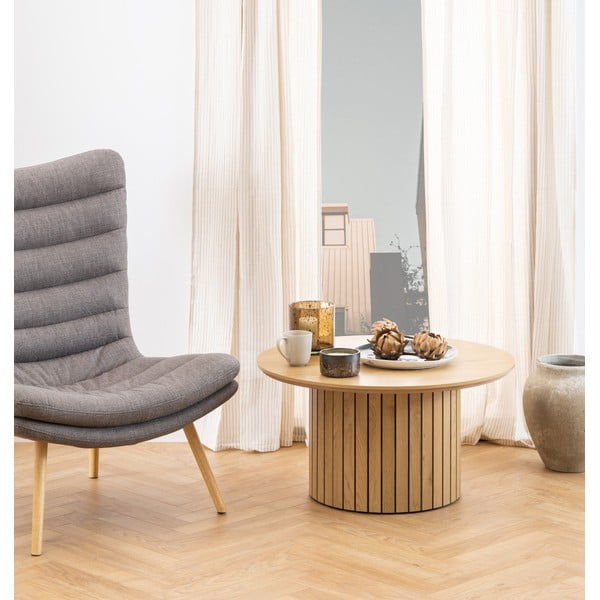 Kerek dohányzóasztal tölgyfa dekoros asztallappal ø 80 cm Yale - Actona-image-1