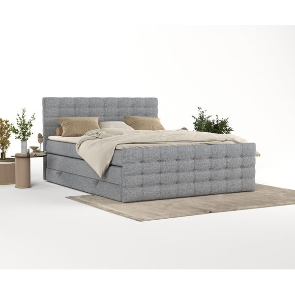 Szürke ágyneműtartós boxspring ágy 160x200 cm Blend – Maison de Rêve-image-2