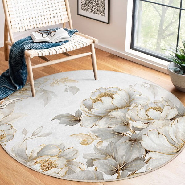 Világosszürke-bézs mosható kerek szőnyeg ø 80 cm Soft and Gentle – Mila Home-image-1