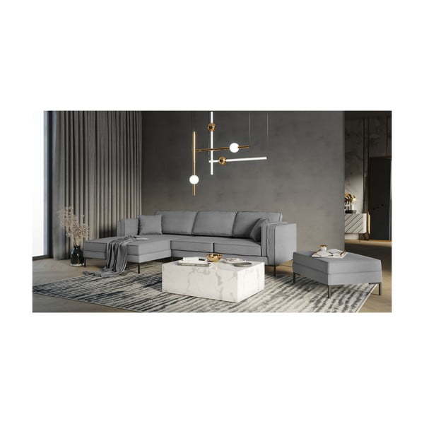 Attilio szürke sarokkanapé, bal oldali - Milo Casa-image-4