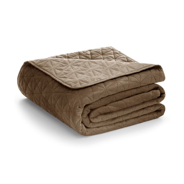 Világosbarna bársony steppelt ágytakaró 220x240 cm Laila – AmeliaHome