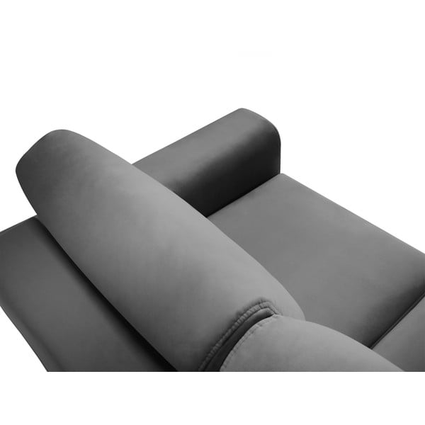 Világosszürke bársony kinyitható tárolóhelyes kanapé 235 cm Kyoto – Cosmopolitan Design-image-4