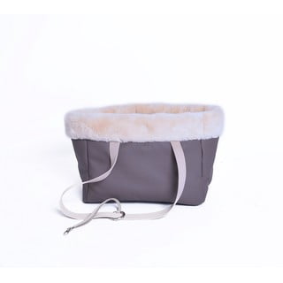 Barna kutyahordózó táska öko bőrből 35x21 cm Snow - Petsy