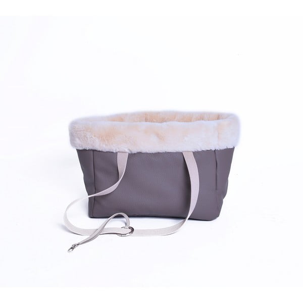 Barna kutyahordózó táska öko bőrből 35x21 cm Snow - Petsy