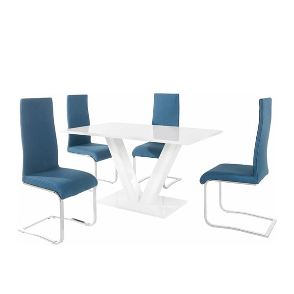Aaron asztal és 4 részes kék szék szett - Støraa