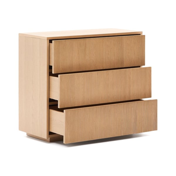 Natúr színű komód tölgyfa dekorral 90x79x50 cm Helvine – Kave Home-image-3