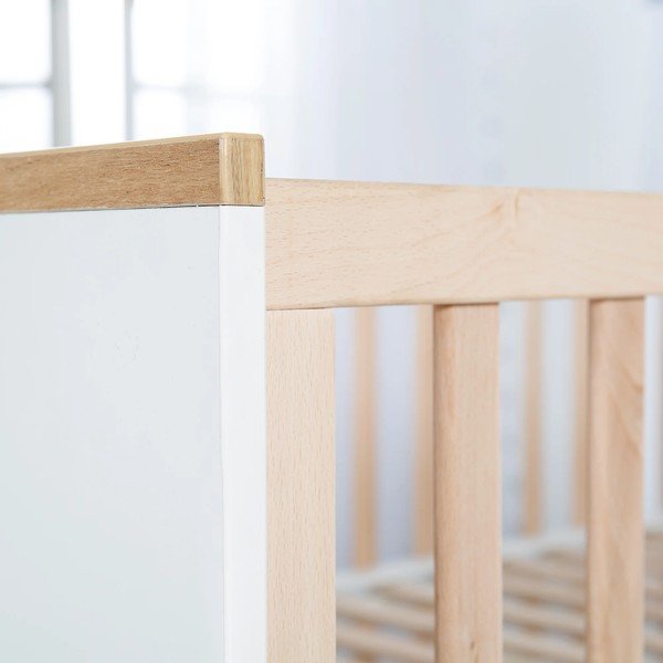 Fehér-natúr színű bükkfa babaágy 70x140 cm Finn – Roba-image-2