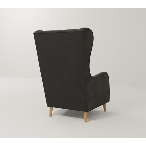 Sötétszürke bársony füles fotel Carole – Ropez-image-2