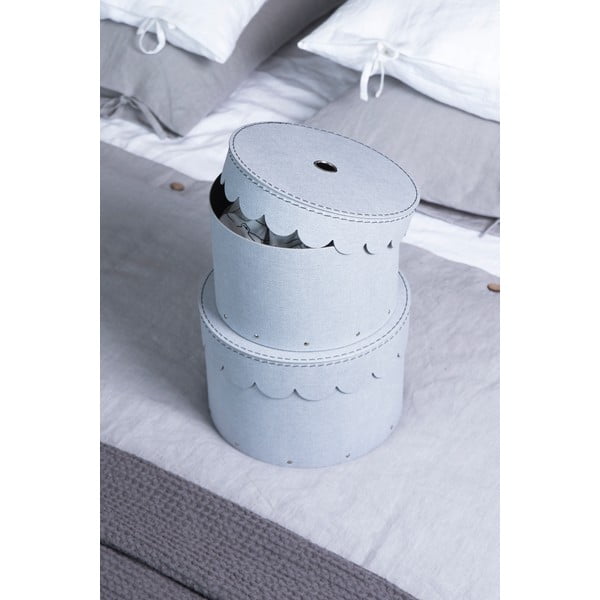 Világosszürke fedeles karton tárolódoboz szett 2 db-os ø 26x17,5 cm Wilma – Bigso Box of Sweden-image-1
