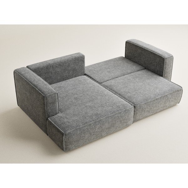 Szürke zsenília kinyitható-tárolóhelyes sarokkanapé (bal oldali-heverő résszel) Velto – Maison de Rêve-image-3