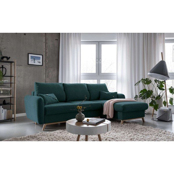 Scandic Lagom türkiz kinyitható sarokkanapé, jobb oldali - Miuform-image-3