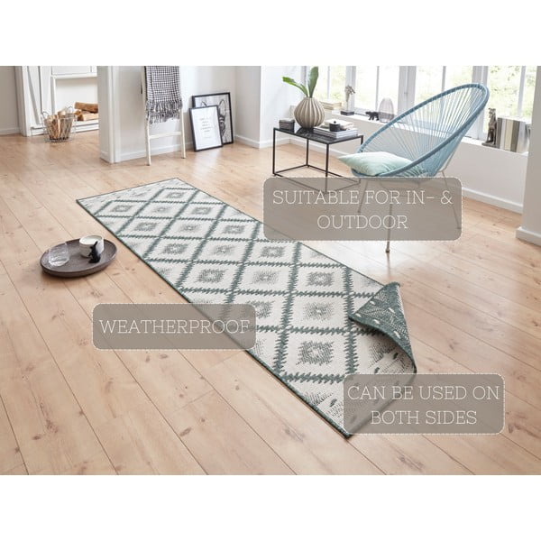 Malibu zöld-krémszínű kültéri szőnyeg, 250 x 80 cm - NORTHRUGS-image-4