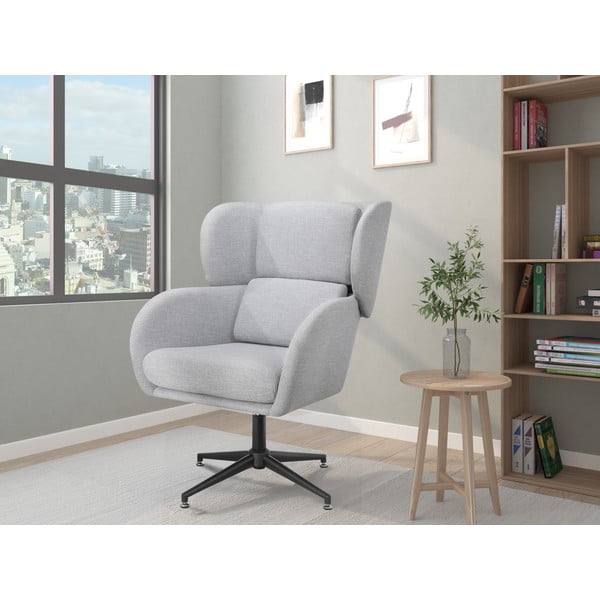 Világosszürke bársony füles fotel Vanessa – Støraa-image-2