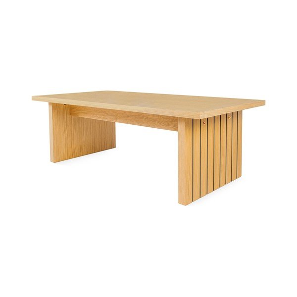 Natúr színű dohányzóasztal tölgyfa dekoros asztallappal 60x120 cm Stripe – Woodman-image-3