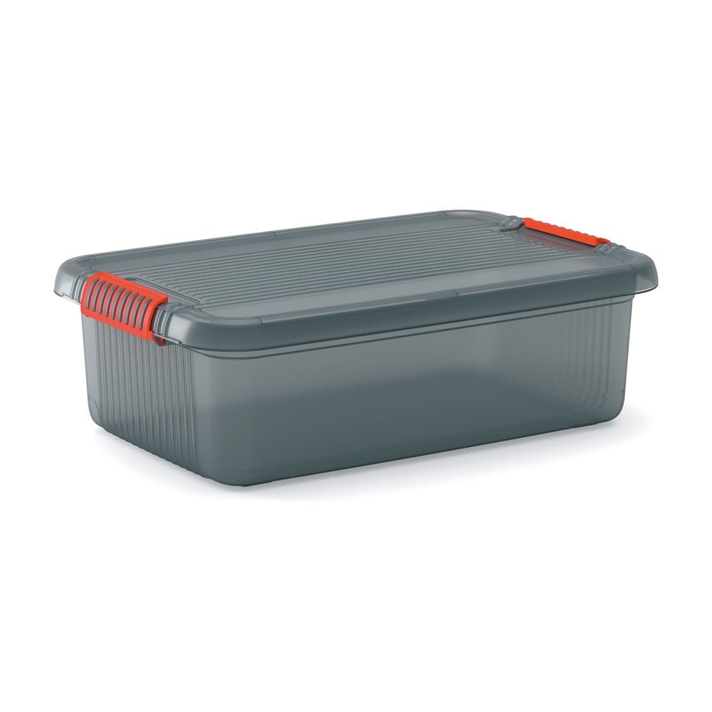 Szürke fedeles műanyag tárolódoboz 59x39x18 cm K Latch Box KIS