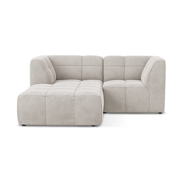 Bézs bársony sarokkanapé (bal oldali-heverő résszel) Aloha – Makamii