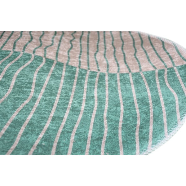 Krémszínű-türkiz mosható kerek szőnyeg ø 120 cm Yuvarlak – Vitaus-image-2