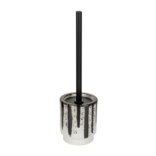 Fekete-fehér kerámia WC-kefe Subiza – Wenko