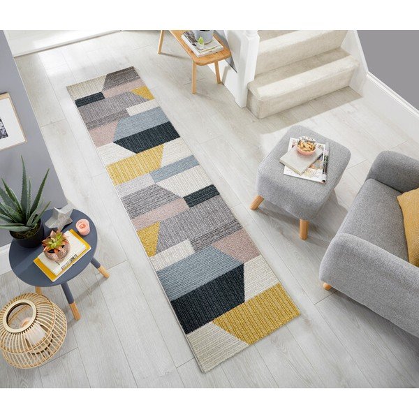 Barrio szürke-sárga szőnyeg, 60 x 230 cm - Flair Rugs-image-1