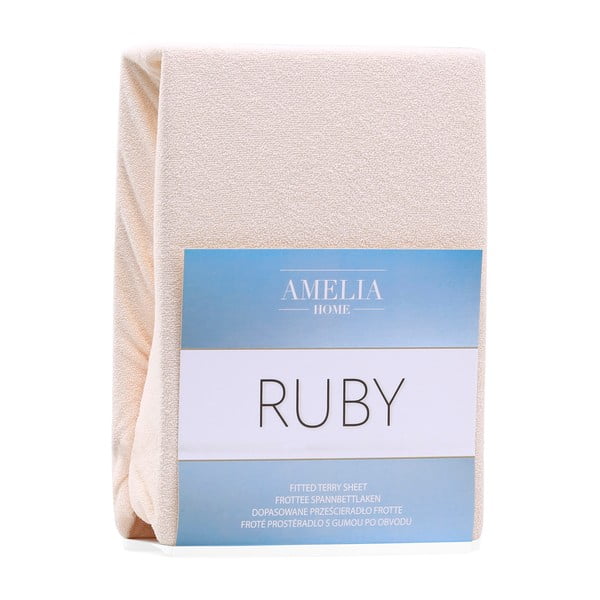 Bézs gumis frottír lepedő 140x200 cm Ruby – Restilo-image-2