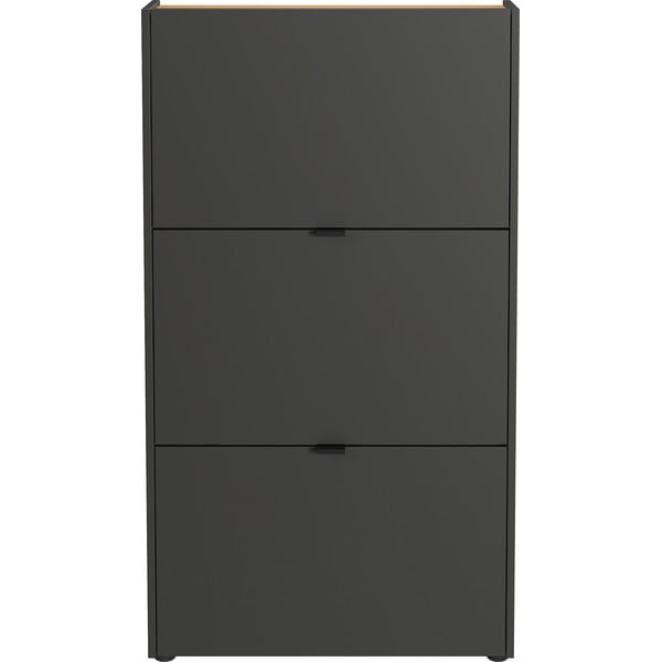 Antracitszürke billenő ajtós cipőtartó 71x127x22 cm Ameca – Germania-image-3