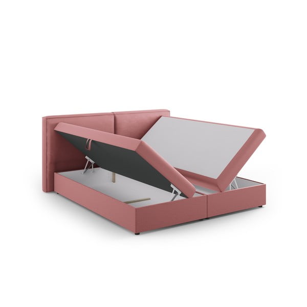 Rózsaszín ágyneműtartós boxspring ágy 140x200 cm Arendal – Cosmopolitan Design-image-4