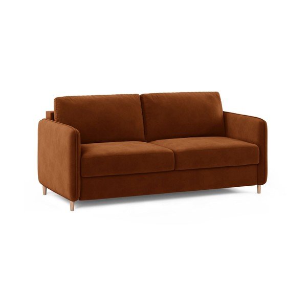 Terrakotta színű bársony kanapé mindennapos alvásra 184 cm – Micadoni -image-2
