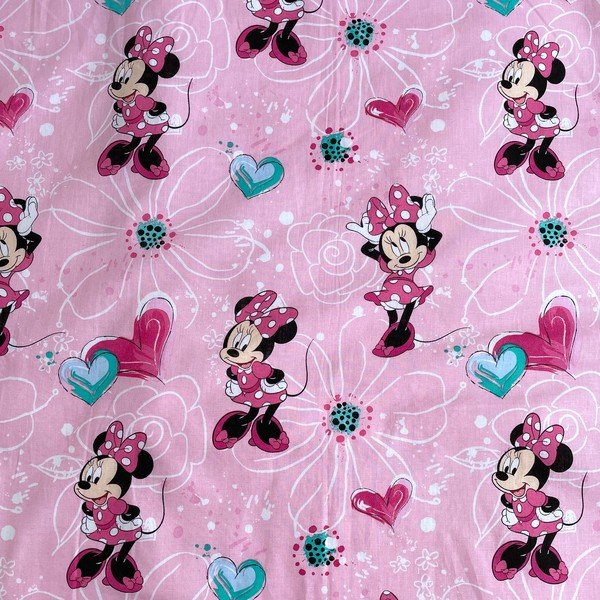 Rózsaszín pamut gyerek ágyneműhuzat babaágyhoz 100x135 cm Minnie Flowers  – Jerry Fabrics-image-4