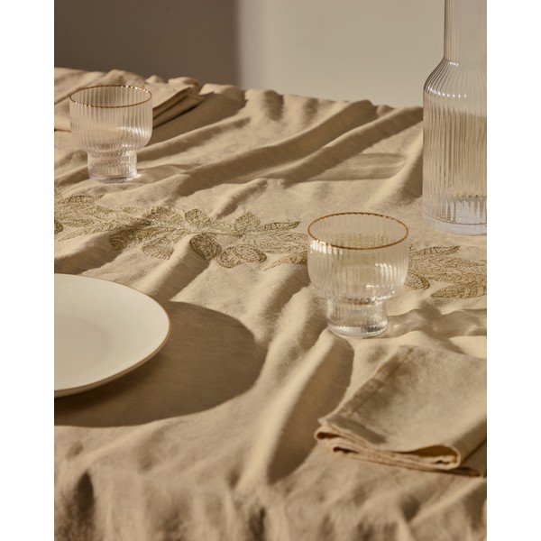 Lenkeverék asztalterítő 150x250 cm Oreti – Kave Home-image-1