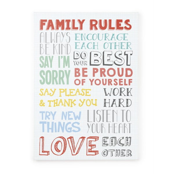 Family Rules vászonkép, 70 x 50 cm - Tanuki