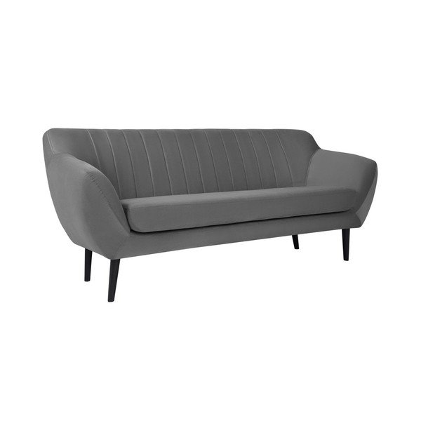 Toscane szürke 3 személyes kanapé, fekete lábak - Mazzini Sofas-image-1