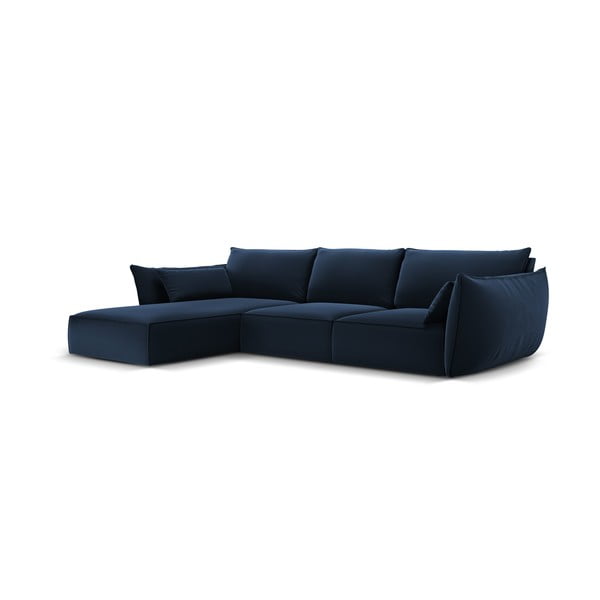 Sötétkék bársony sarokkanapé (bal oldali-heverő résszel) Vanda – Mazzini Sofas-image-2