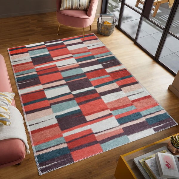 Piros mosható szőnyeg 160x230 cm Blocks of Fun – Vitaus-image-1